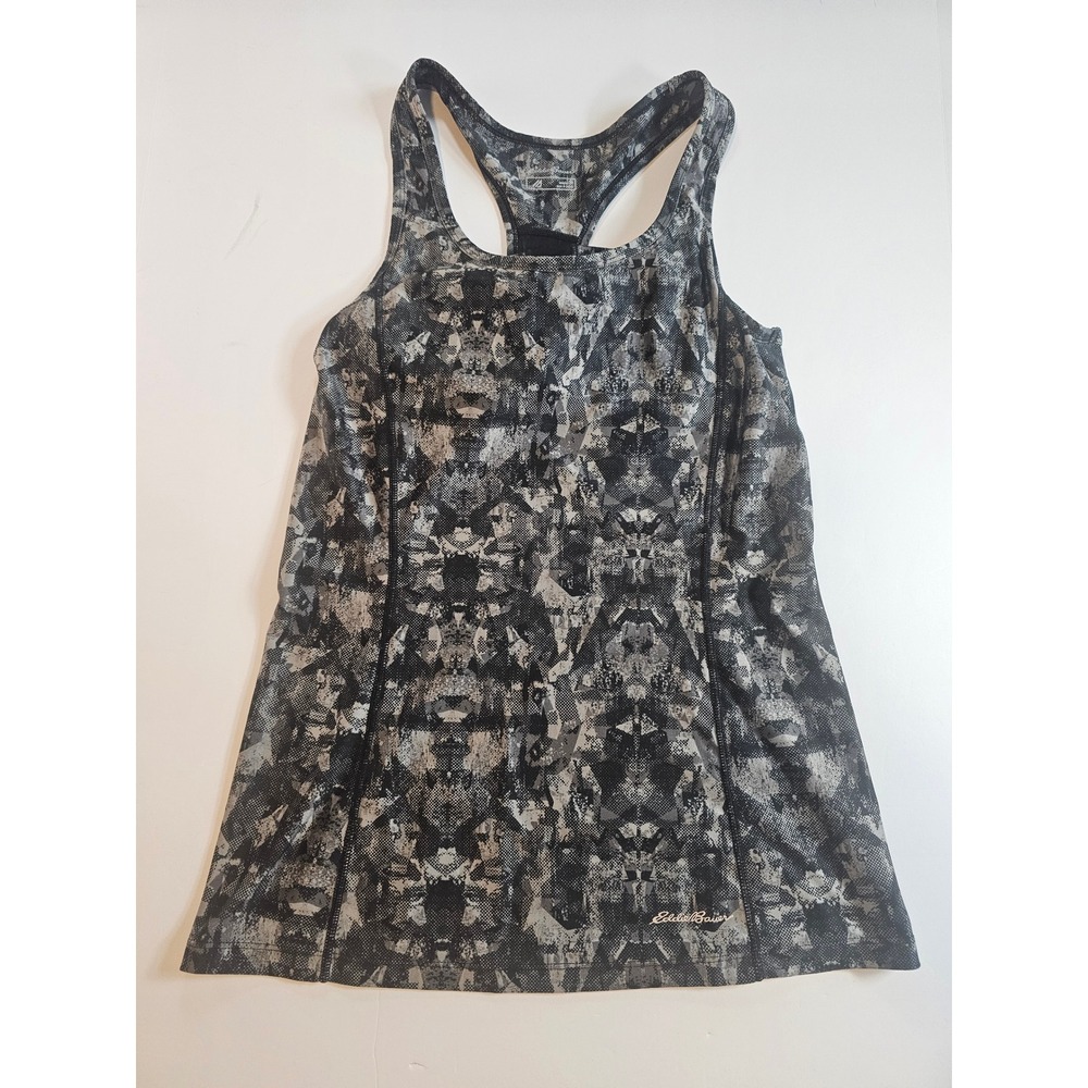 Eddie Bauer Racerback Tank Top Womens Medium Gray Built In Bra Activewear